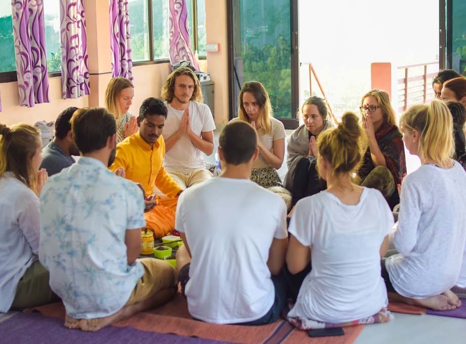 Group of 300 hour yoga teacher training students at Avatar Yoga School