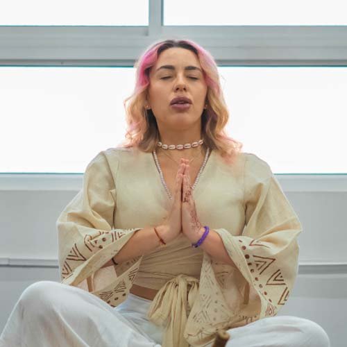 Evening meditation during yoga teacher training