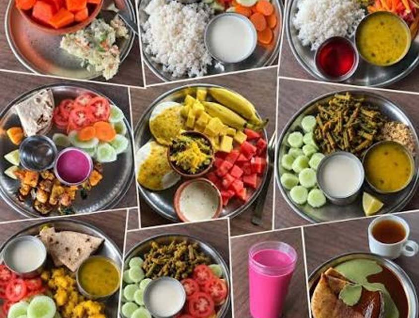 Vegetarian meals served during yoga teacher training